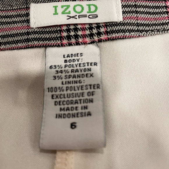 IZOD Golf Classics Women's Size 6 Pink & Gray Plaid Pleated Mini Skirt w/Pocket - Picture 3 of 5